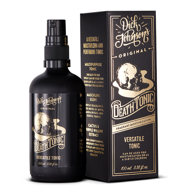 DICK JOHNSON Death Tonic Cologne & Tonic Spray - Mod Tør Hovedbund & Tør Hud 100ml - klunkevoks.dk